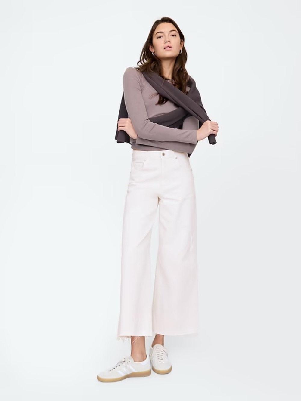 Gap High Rise Wide-Leg Crop White Denim Jeans